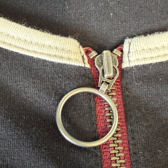 Harley Davidson Quarter Zip Embroidered Patch Hog Tee Black Red Y2K Medium - Picture 5 of 9